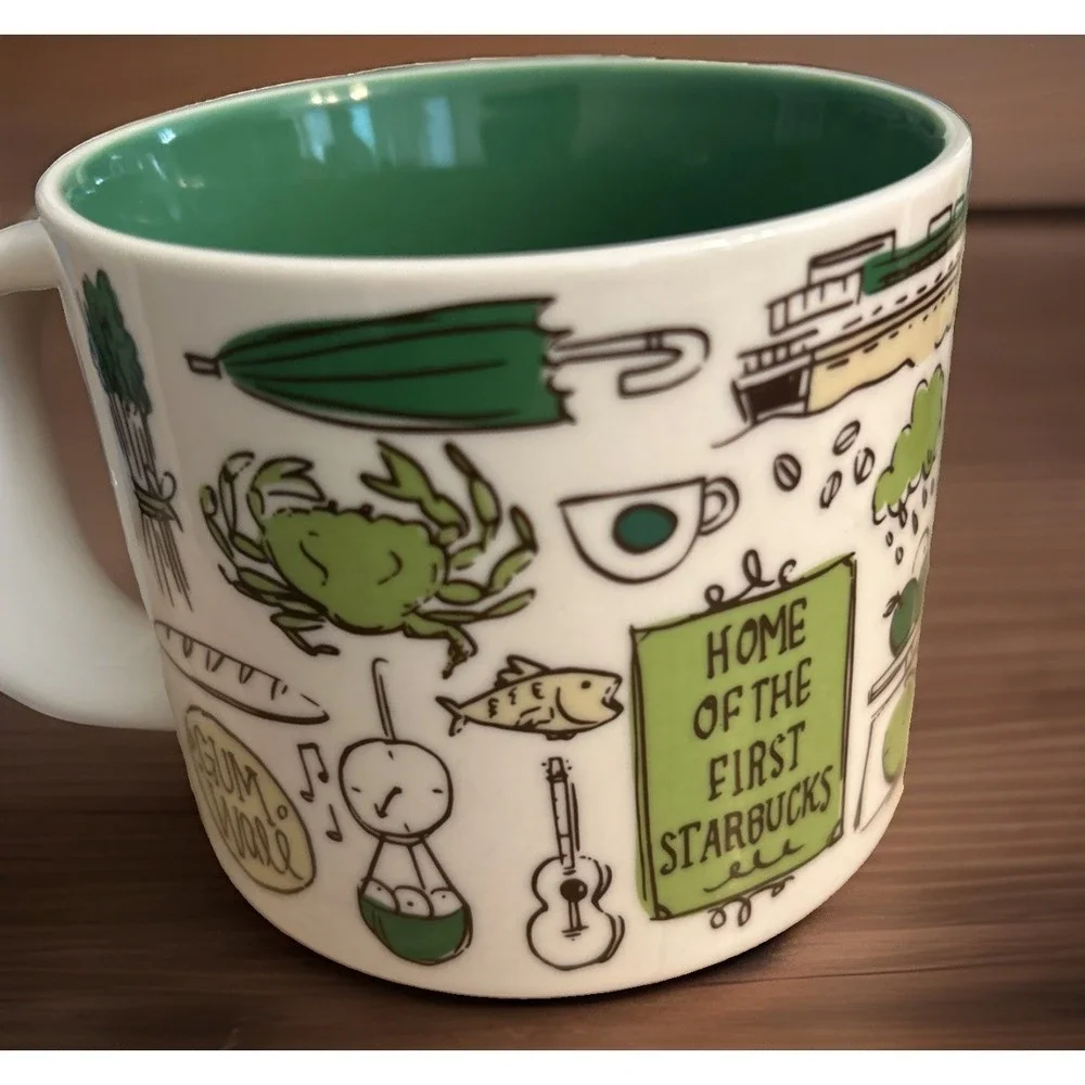 Starbucks Been There Series Pike Place 14oz Coffee Mug Seattle Collector EUC